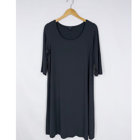 Eileen Fisher Women's Swing Stretch Knit Dress Large Charcoal Gray - Picture 2 of 13